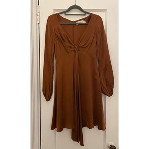 Zimmermann Size 4 Burnt Orange Silk Tie Front Dress